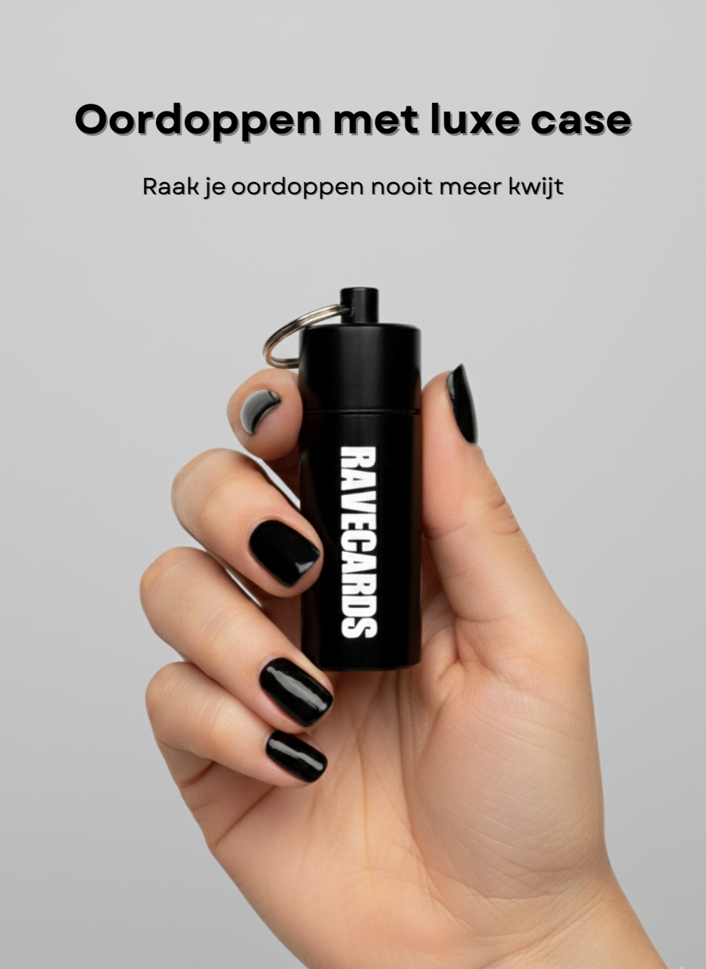 Compacte case voor oortjes/oordoppen, met een handige sleutelhanger zodat je de festival oordoppen nooit vergeet.